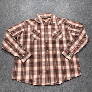 Mossimo Shirt Mens 2XL Red Plaid Pearl Snap Pocket Cowboy Western Rodeo